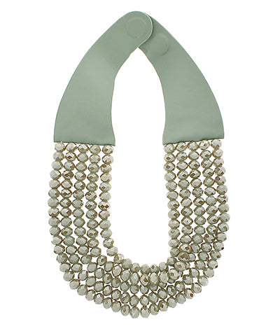 Beaded Layer Necklace Olive