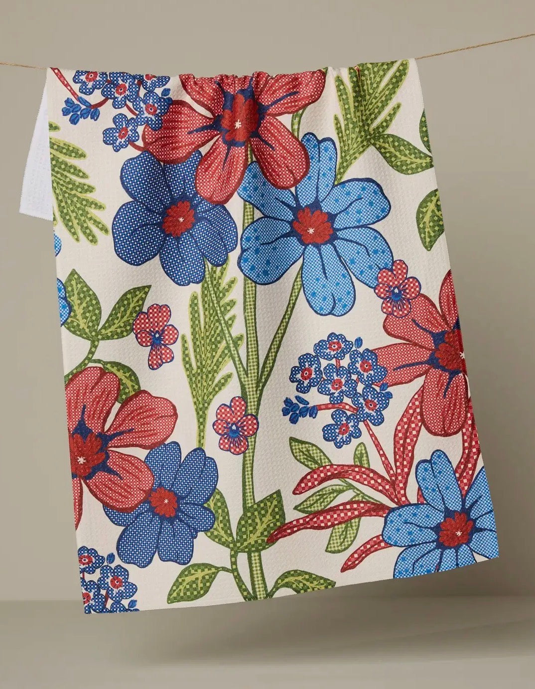Plaid Floral Tea Towel Geometry