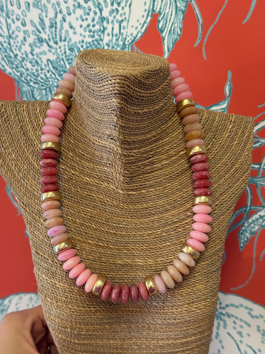 Pink & Gold Beaded Necklace