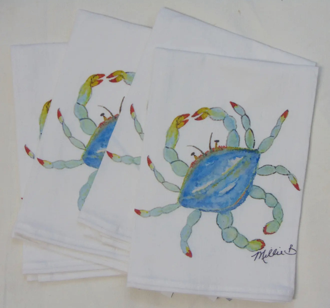 Crab White Flour Sack Towel