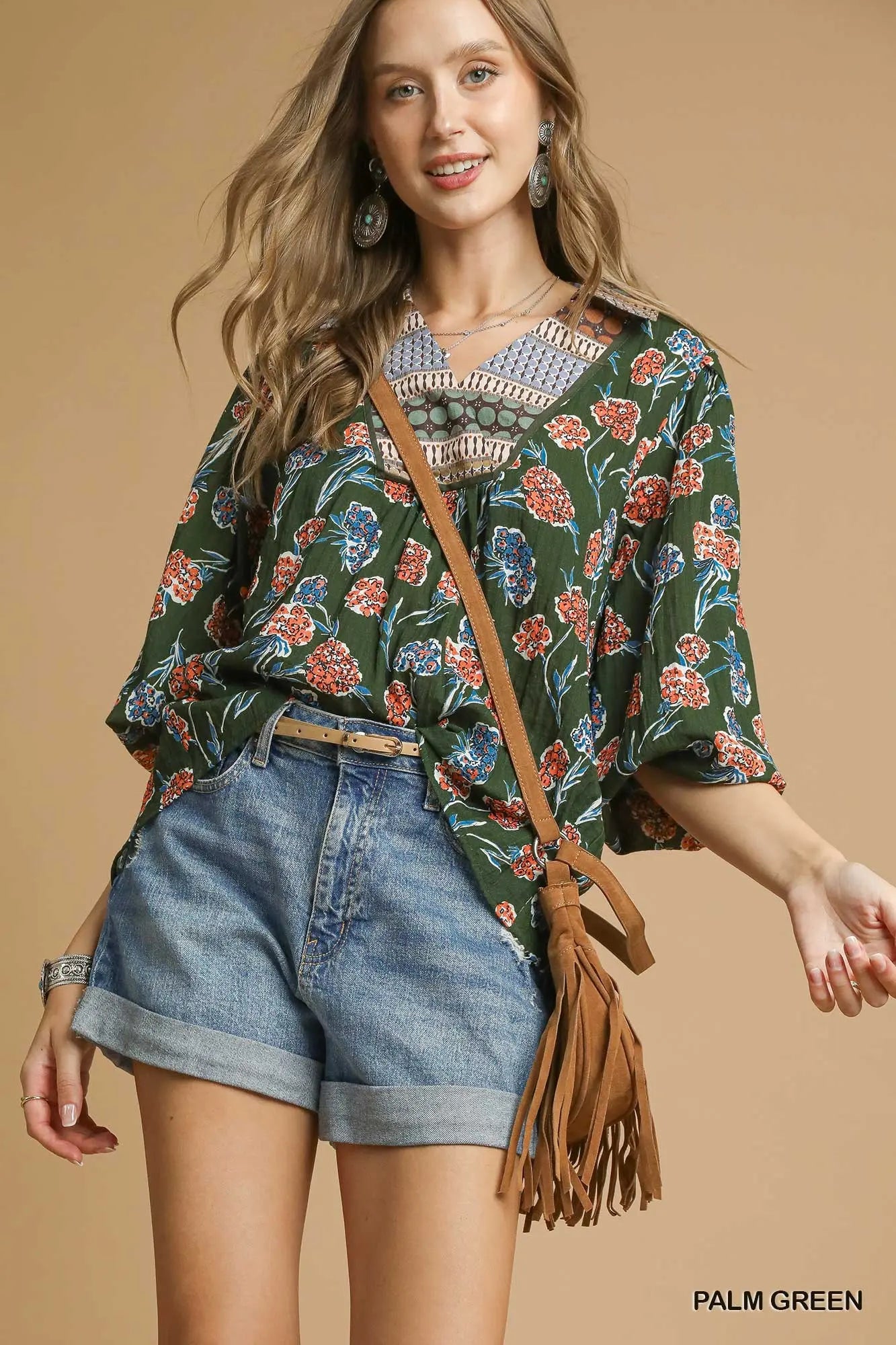 Green Floral Print Collar Blouse SHIPS OR PICKUP FROM COCO 10/10/25