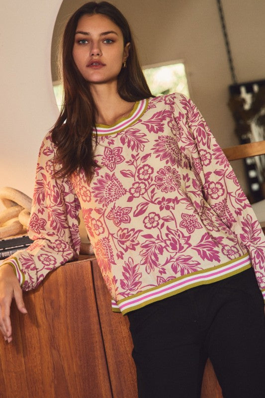 Orchid Wave Knit Top