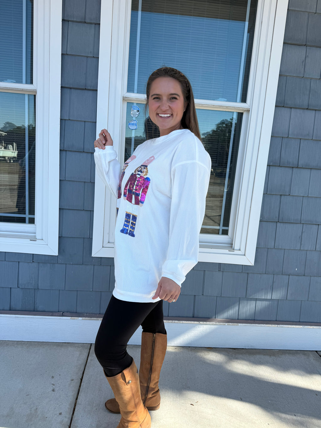 White Sequin Nutcracker Top