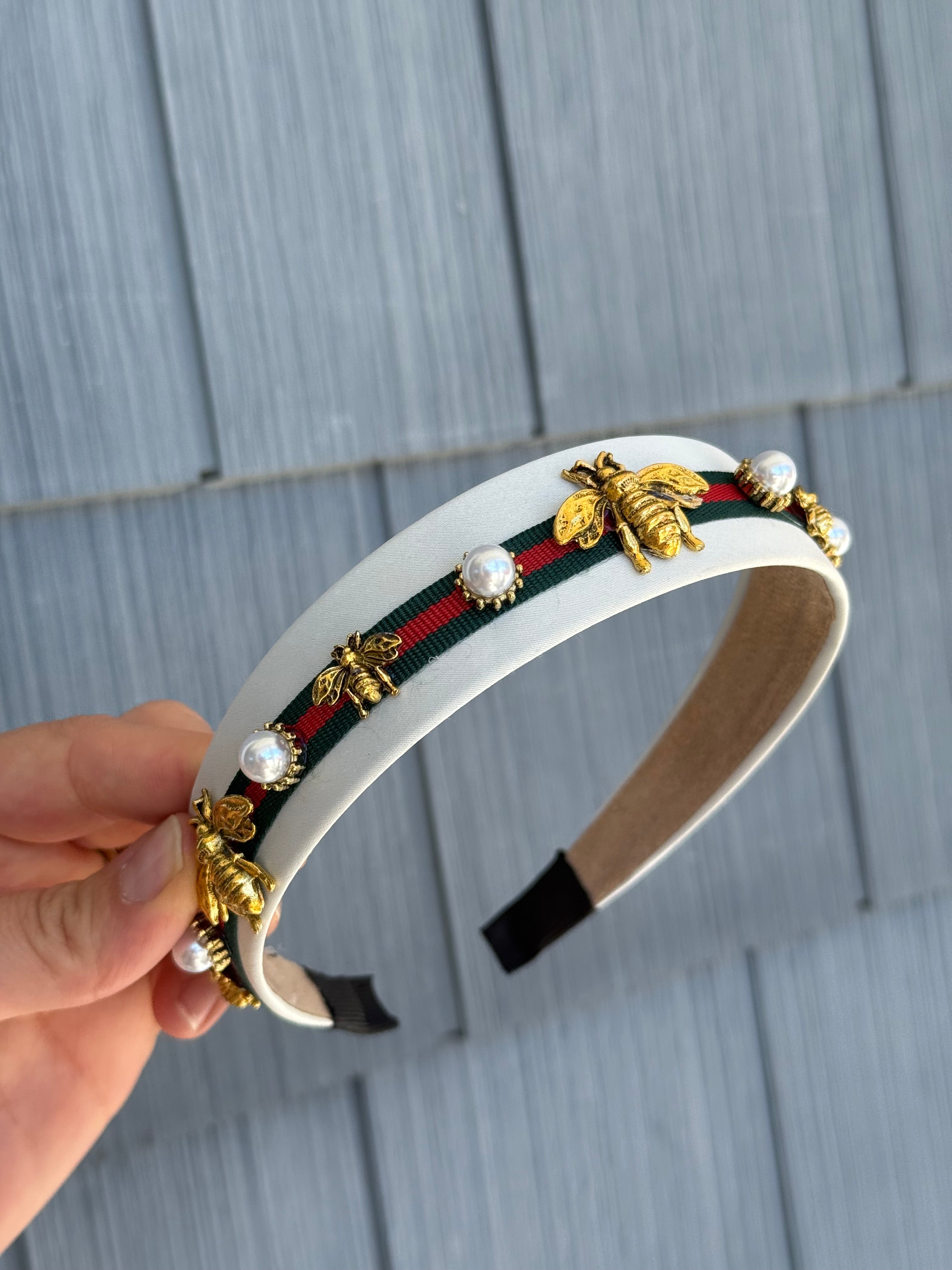 Bee & Pearl Studded Stripe Headband