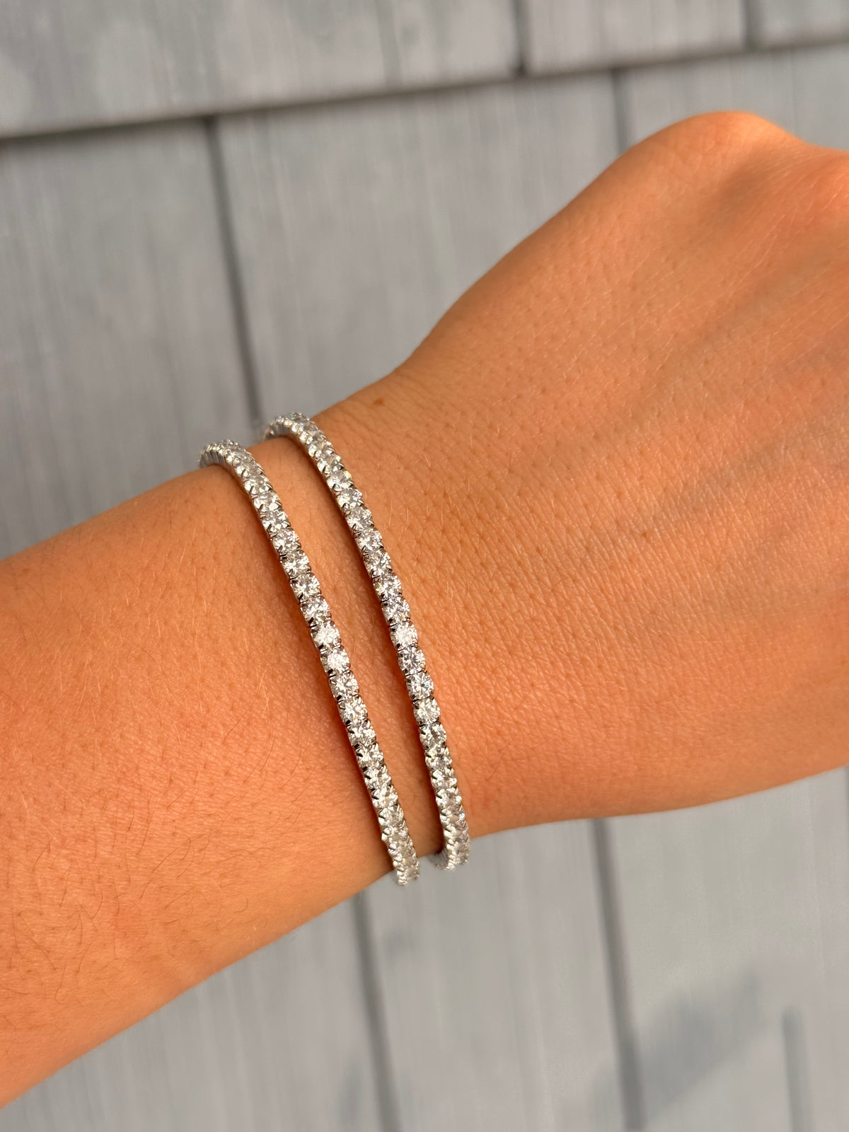 Cubic Zirconia Stretch Tennis Bracelet- Silver Cristina V.