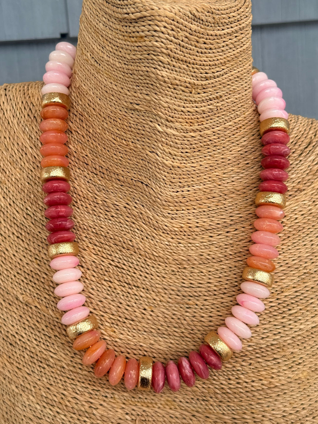 Pink & Gold Beaded Necklace