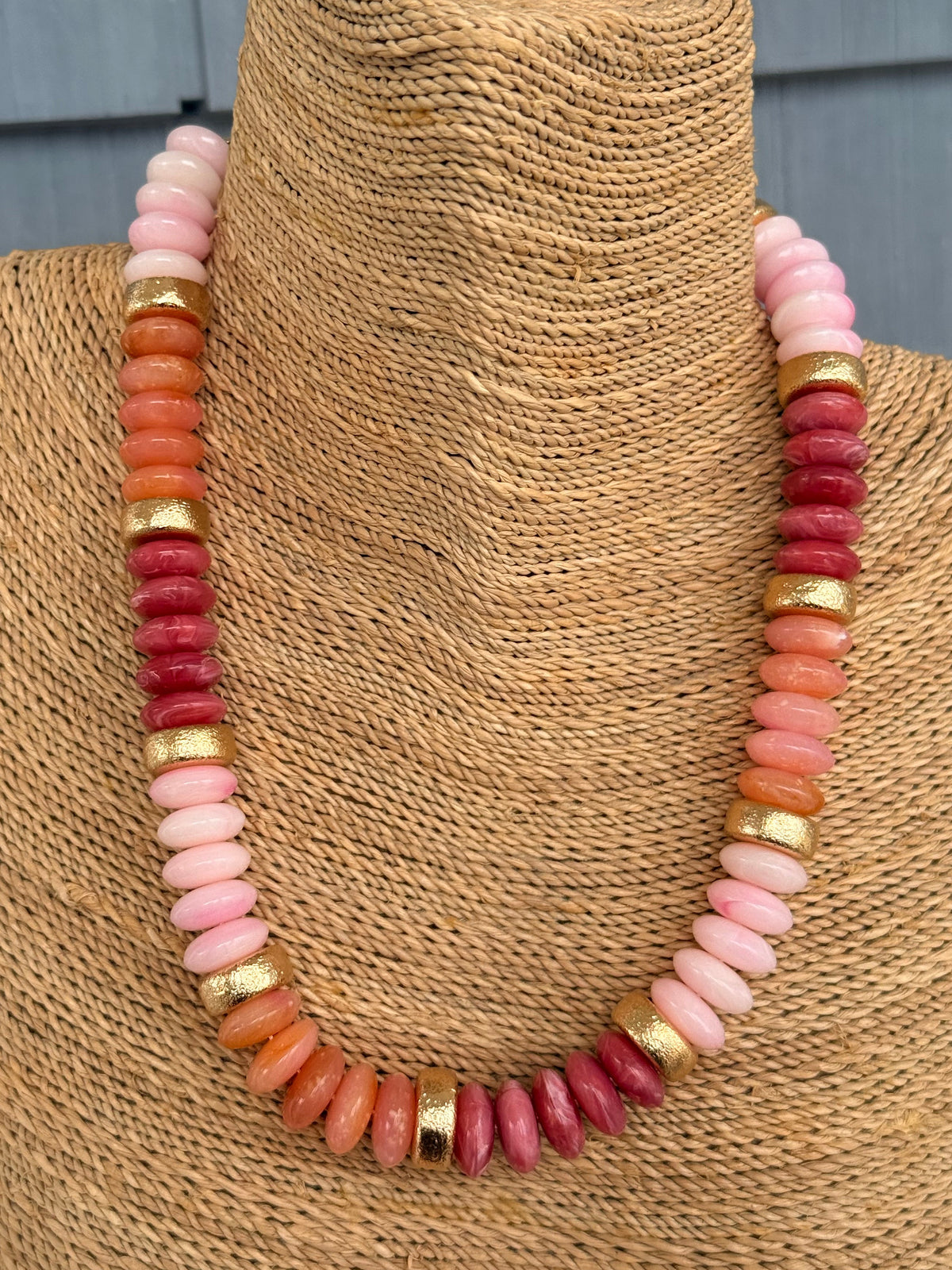 Pink & Gold Beaded Necklace