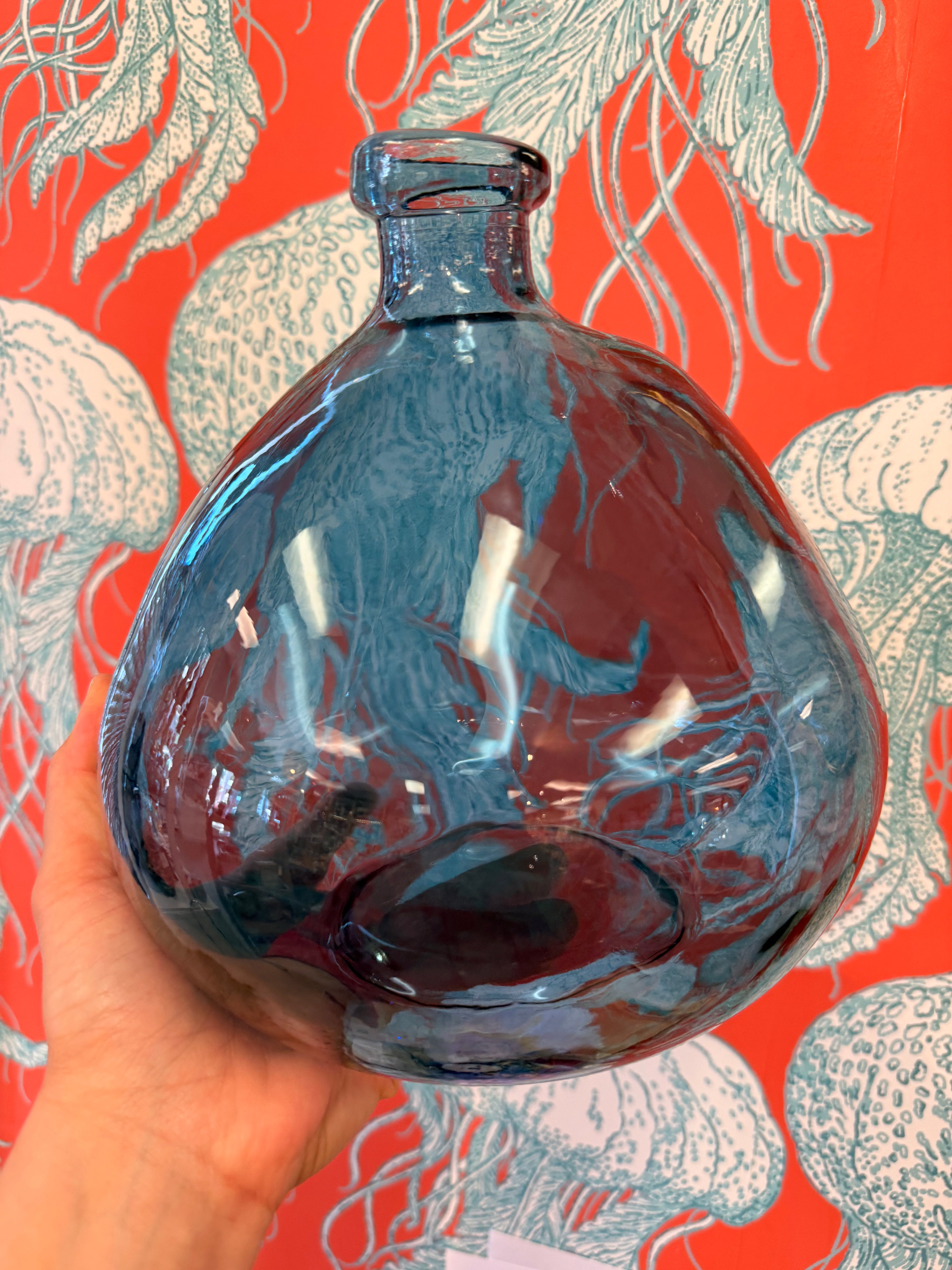 Blue Recycled Glass Vase Made in Spain