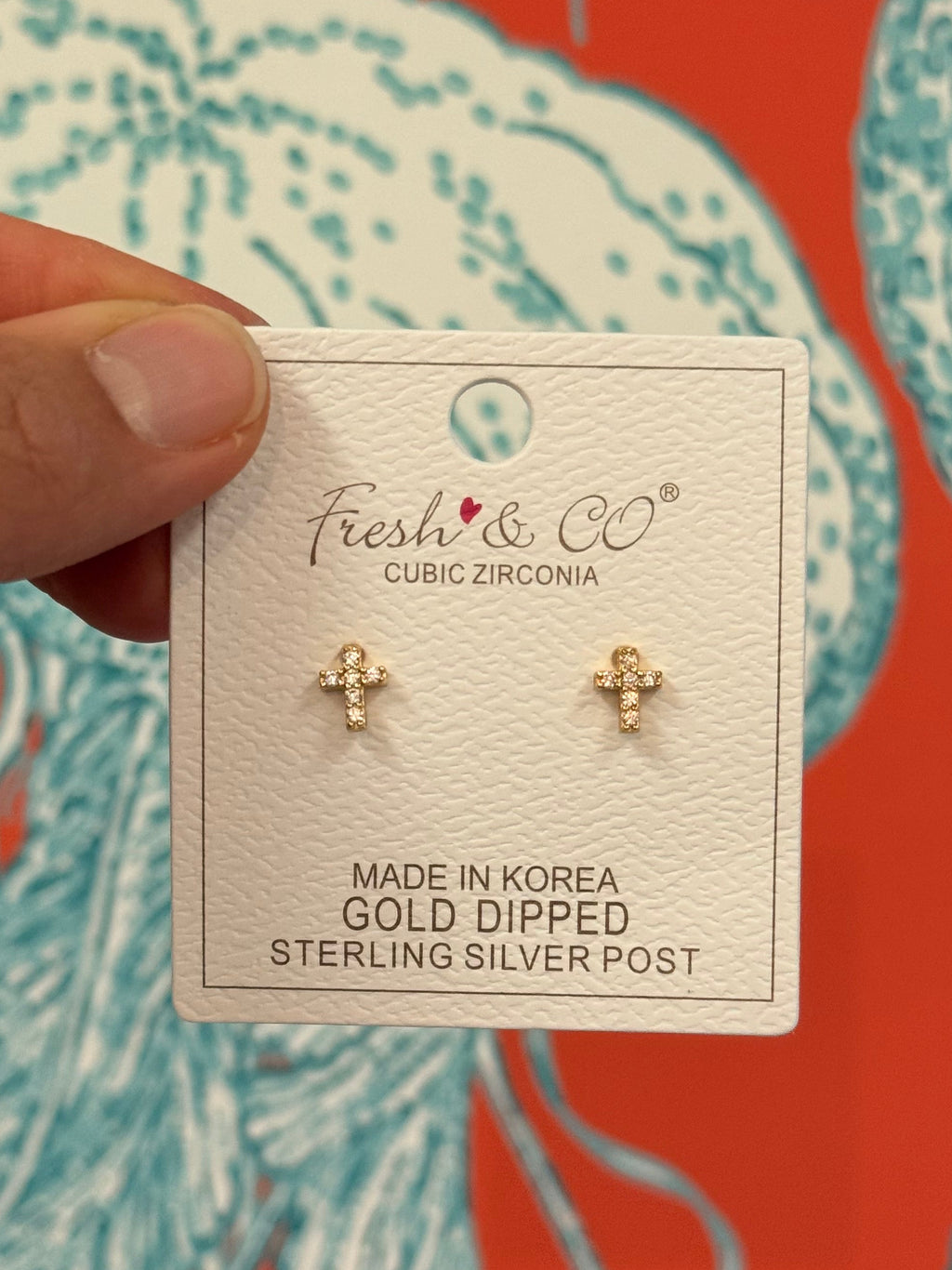 Pave CZ Cross Studs