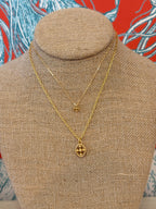 Short Shield Necklace Matte Gold Finish