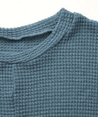 Steel Blue Waffle Knit SS Crossover Top