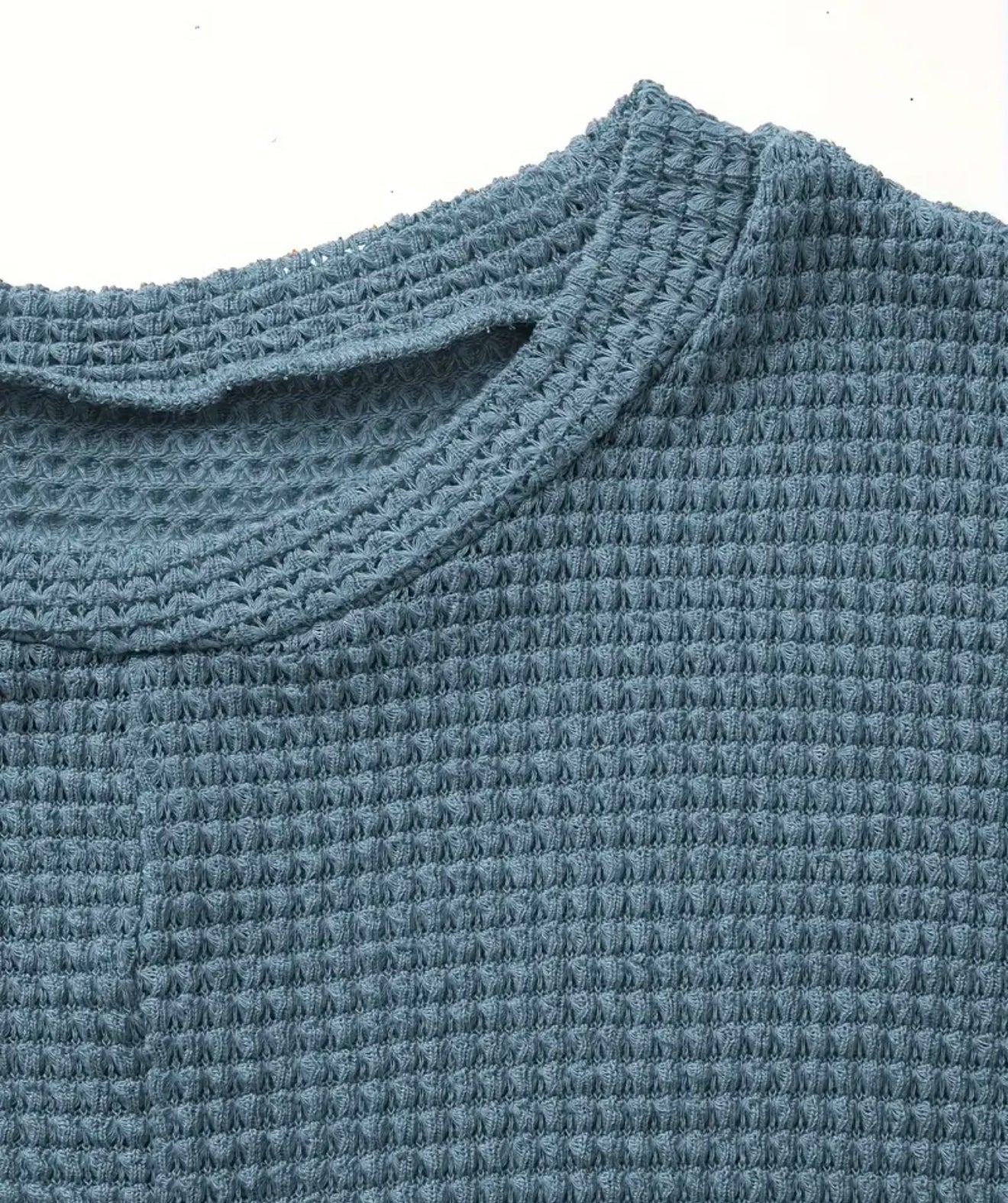 Steel Blue Waffle Knit SS Crossover Top