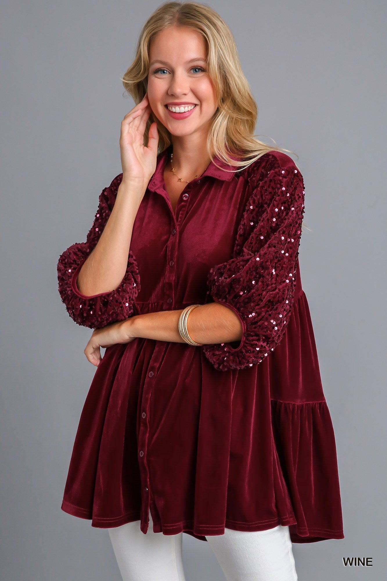 Wine Velvet Tunic Dress