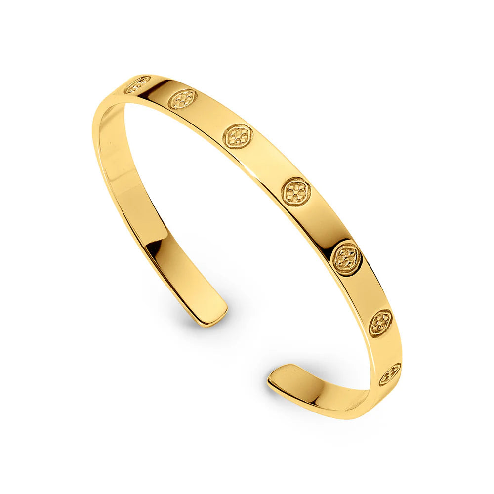 Shield Embossed Bangle Bracelet - 14k Gold PVD Gracewear NEW PRICE!!