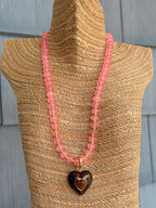 Sea Glass Heart Necklace - Pink & Brown - Smith & Co.