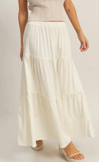 Off White 3-tier Elastic Waist Skirt