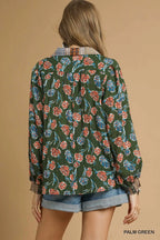 Green Floral Print Collar Blouse SHIPS OR PICKUP FROM COCO 10/10/25