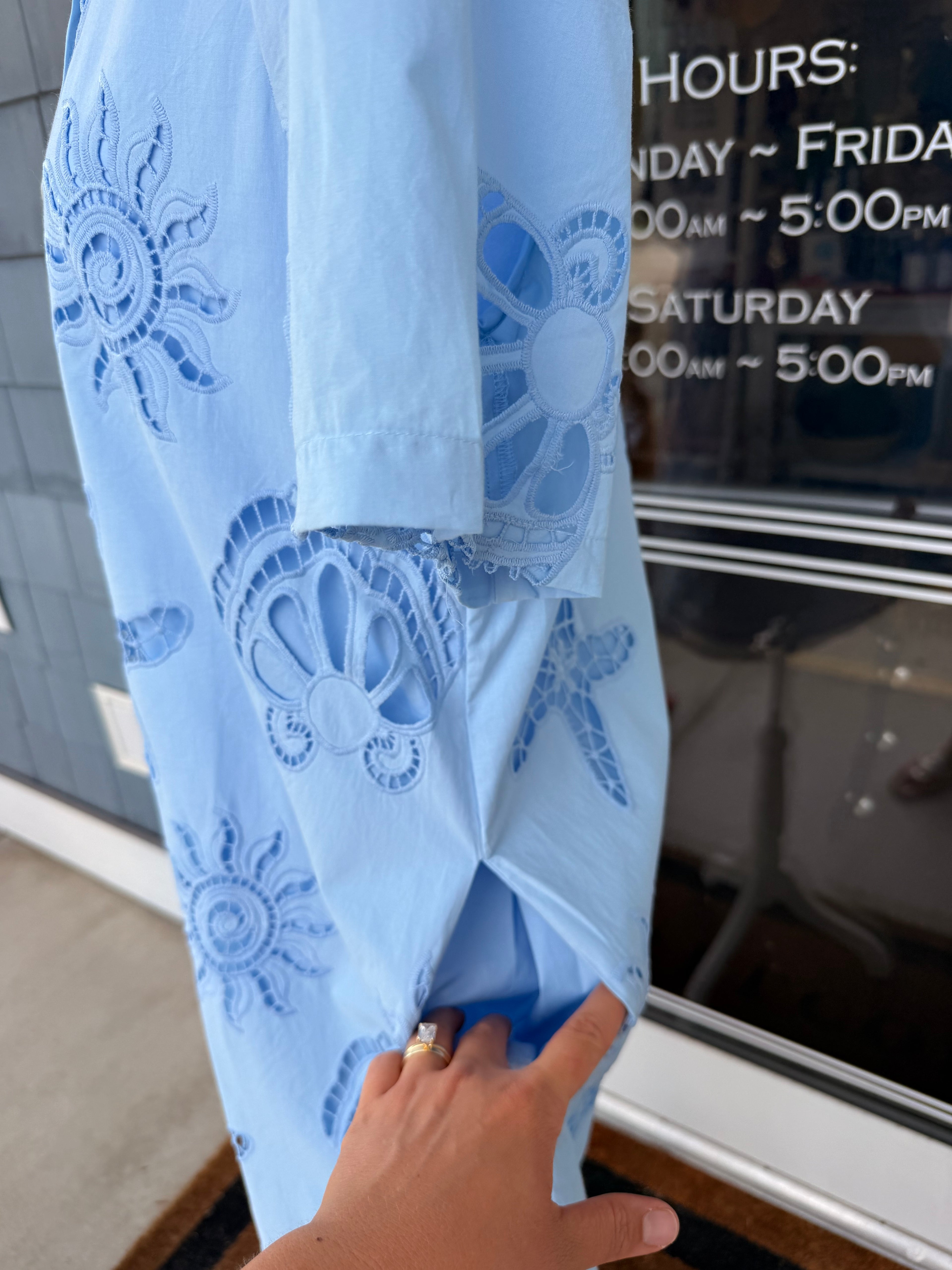 Blue Sea Scapes Eyelet Dress