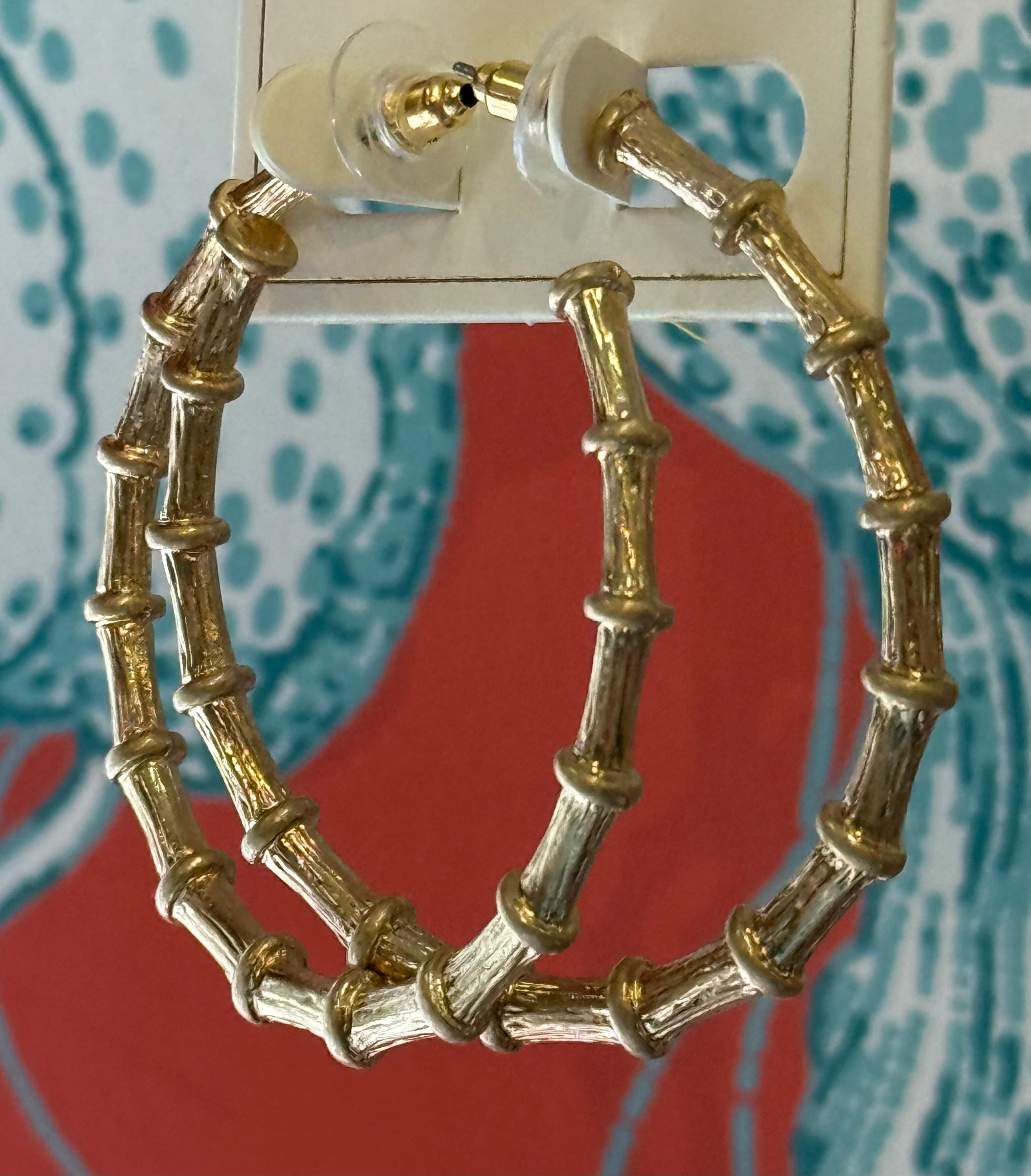 Vintage Gold Bamboo Hoops