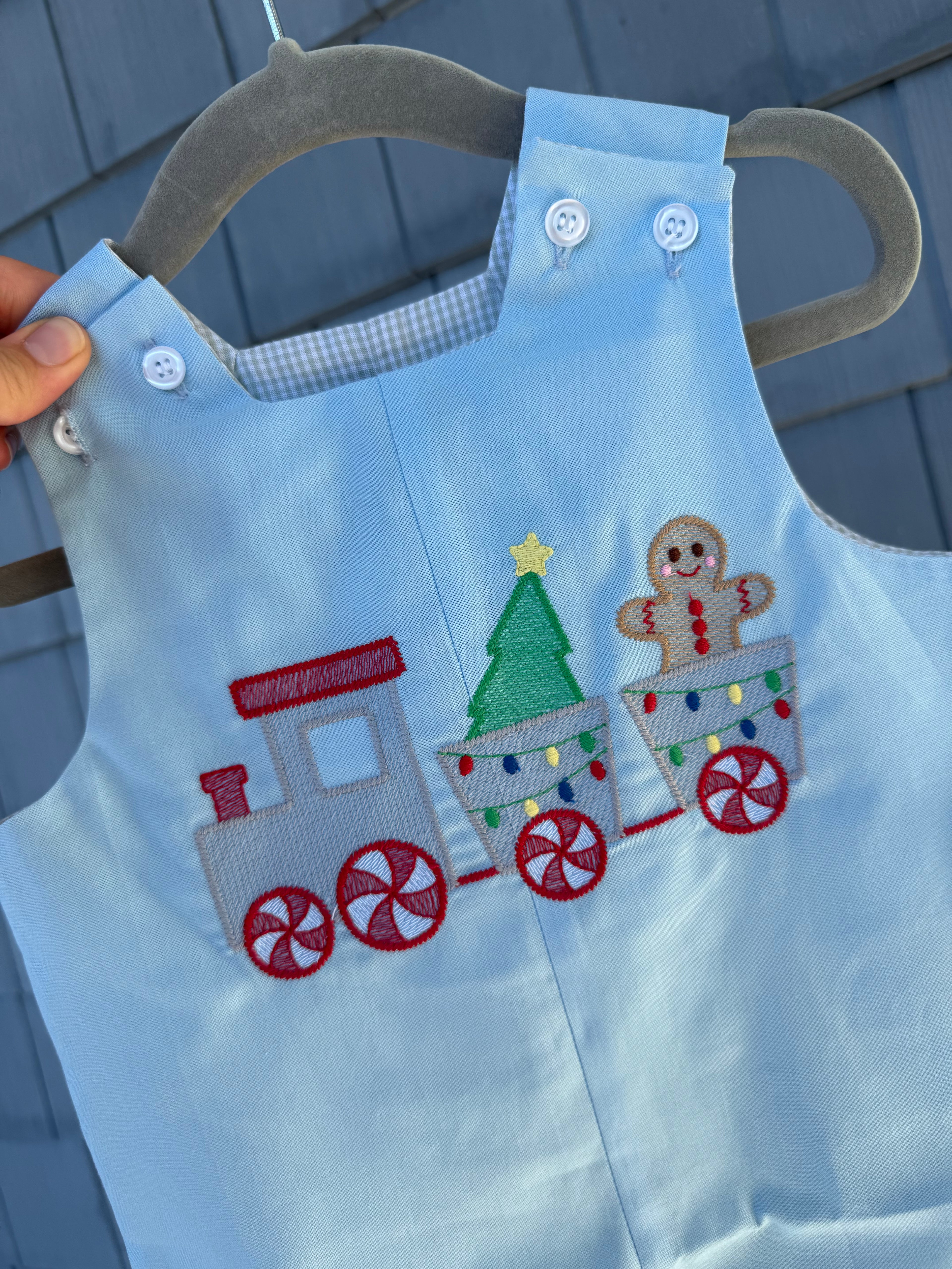 Gingerbread Train Reversible John John