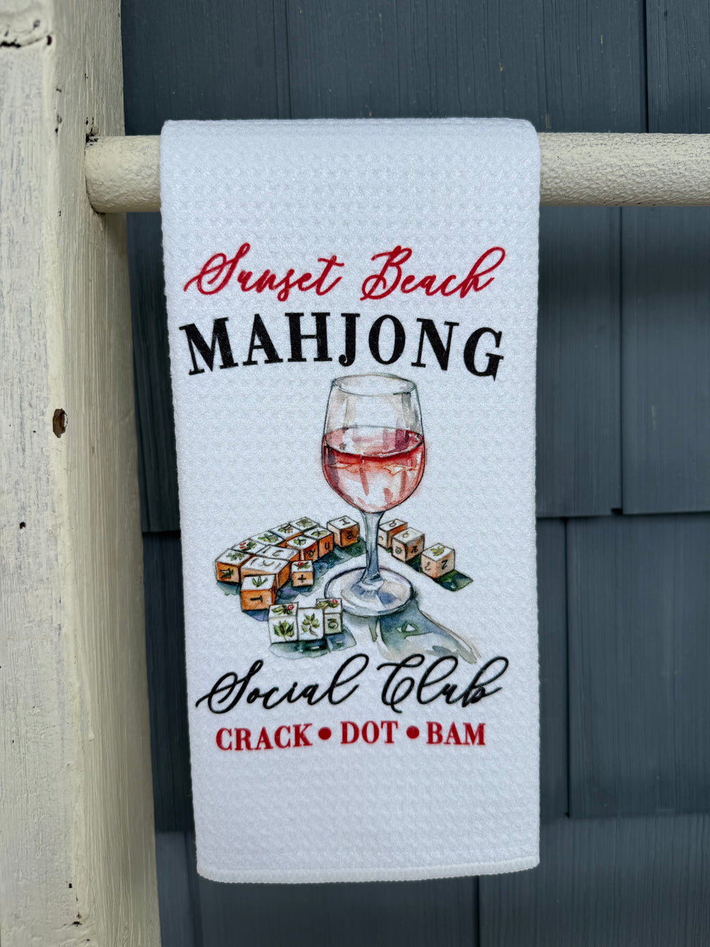 Sunset Beach Mahjong Social Club Waffle Towel
