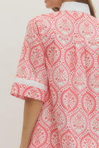 Pink Botanical 3/5 Sleeve Mini Dress