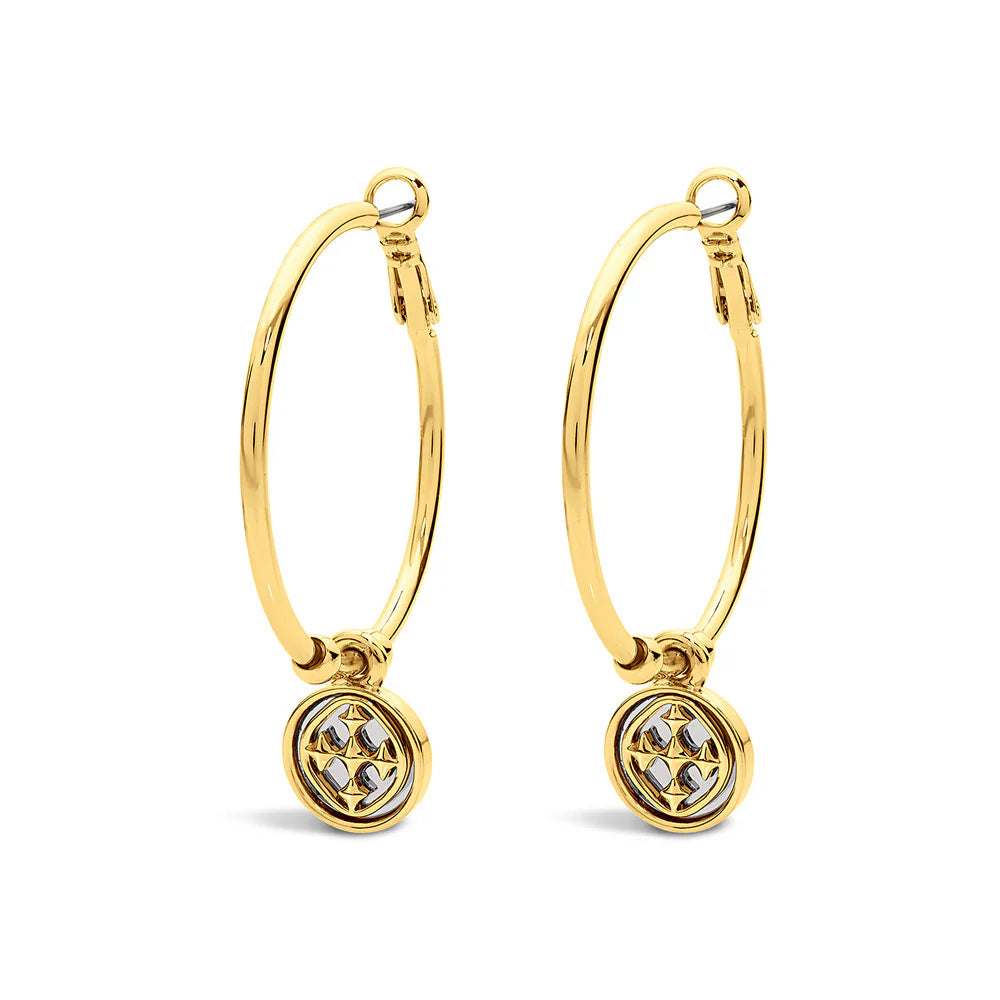 Large Medallion Hoop Earrings 18k Gold Plated