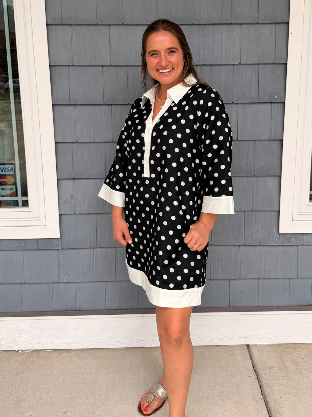 Black & White Polka Dot Shift Dress