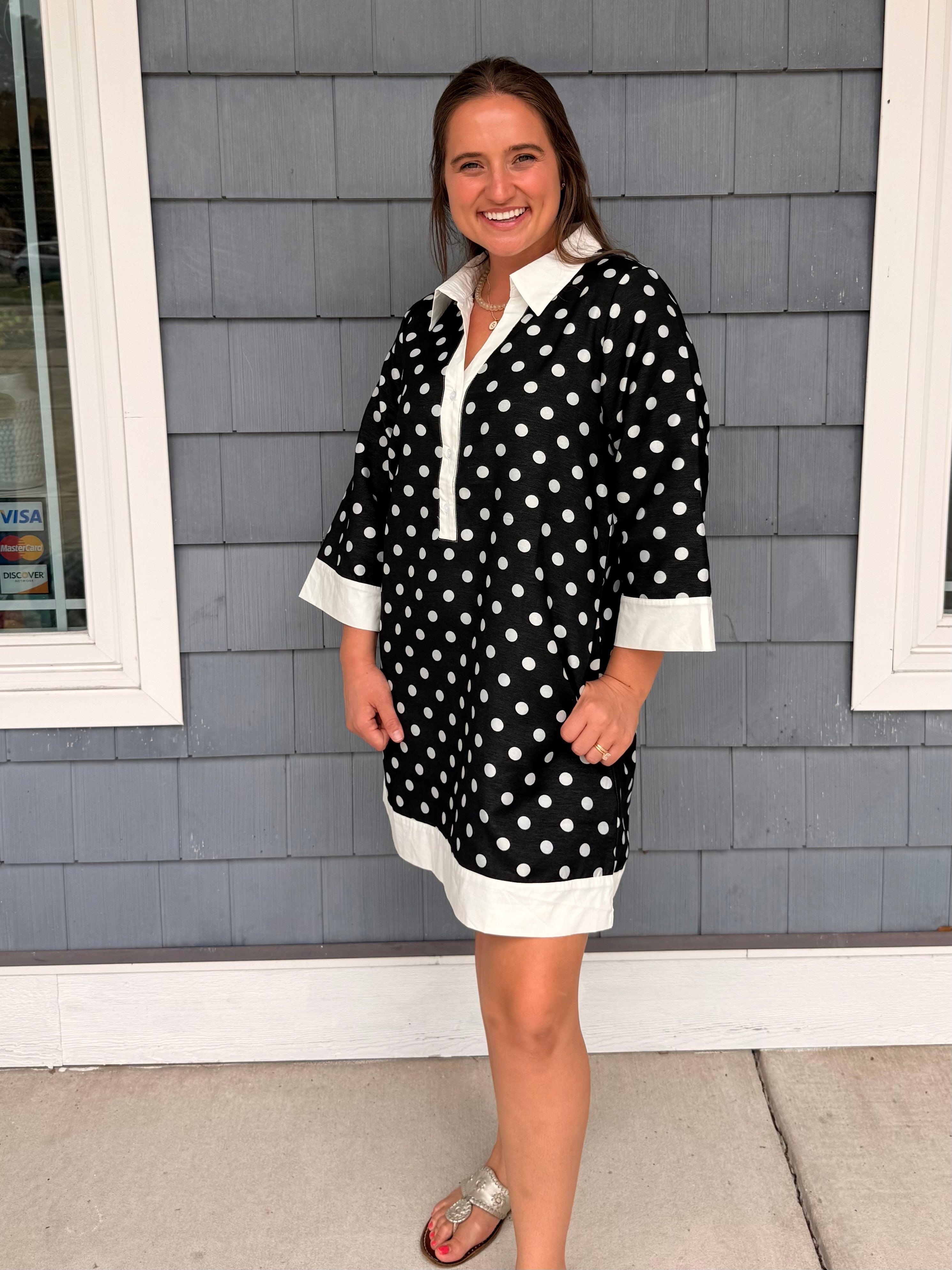 Black & White Polka Dot Shift Dress