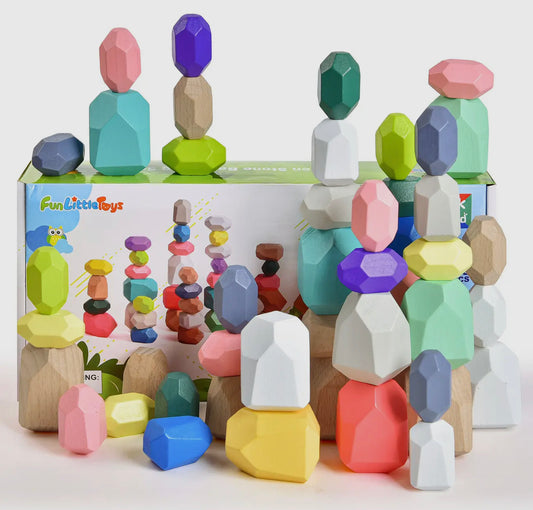 Wooden Balancing Stacking Rocks Toy