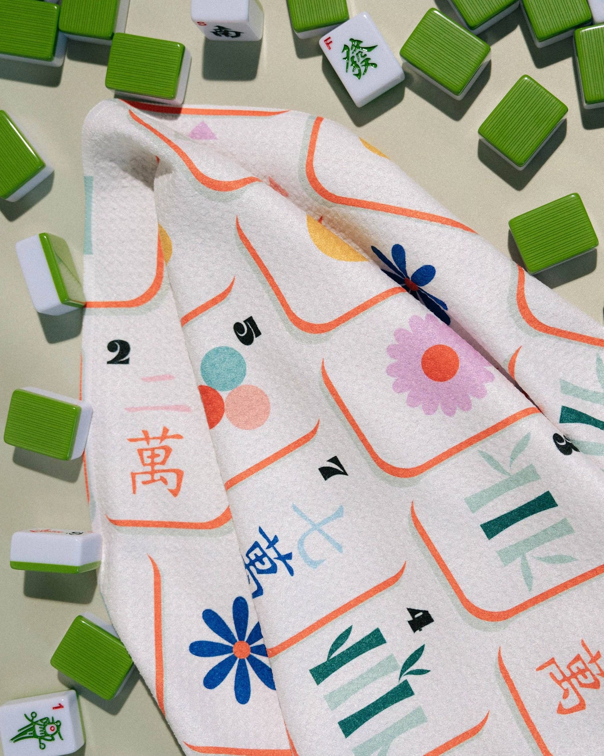 Tile Toss- Mahjong Tea Towel Geometry