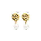 Linked Medallion Post With Pearl Earrings Gracewear