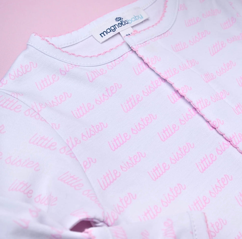 Little Sister Pink Scalloped Onsie