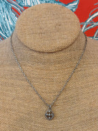 Short Shield Necklace Silver Finish