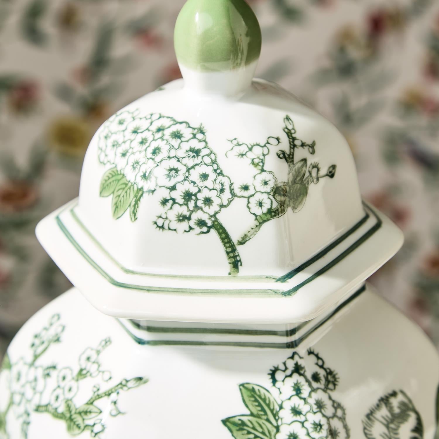 Green & White Temple Jar