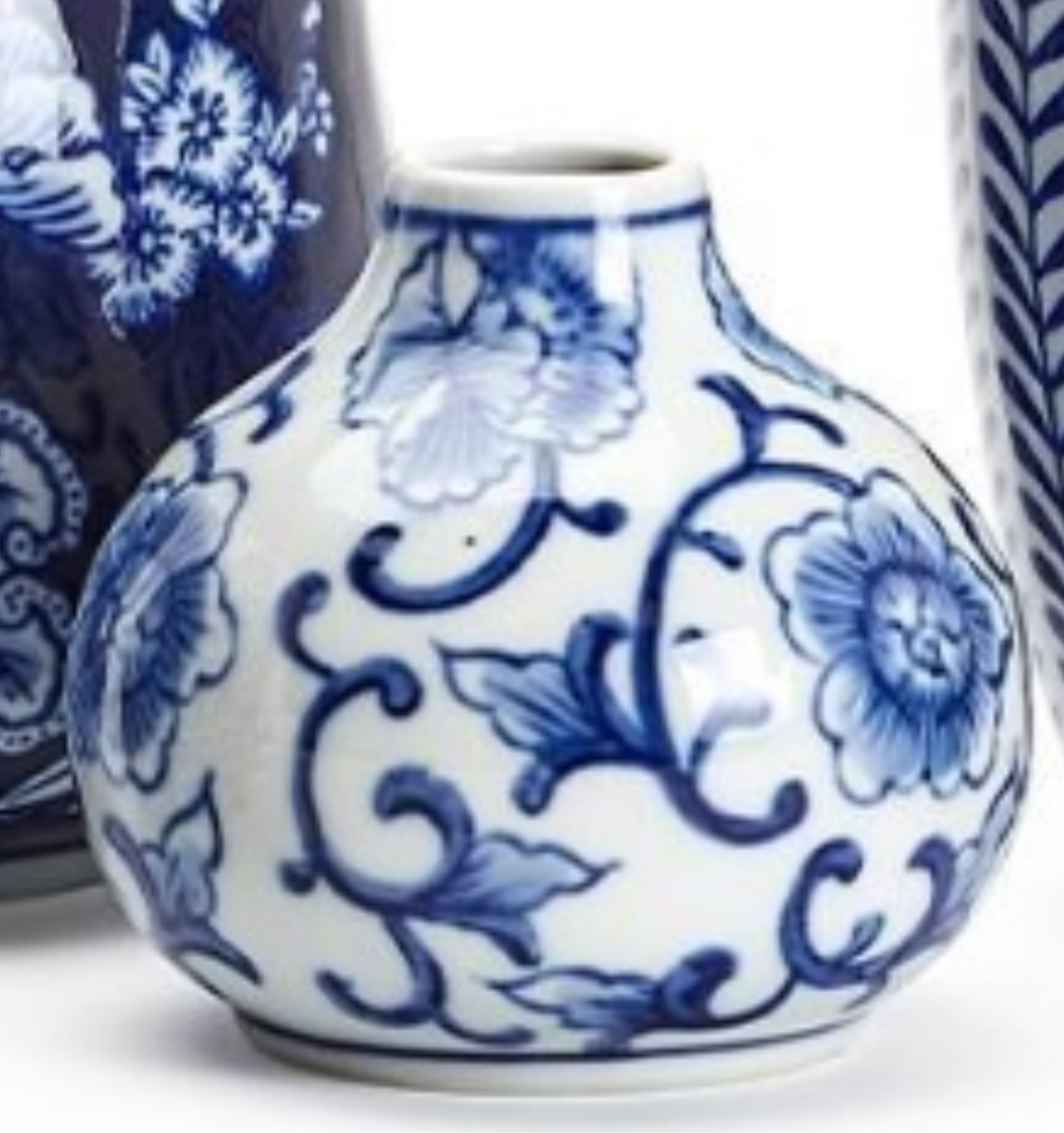 Small White Floral Hand Painted Vase