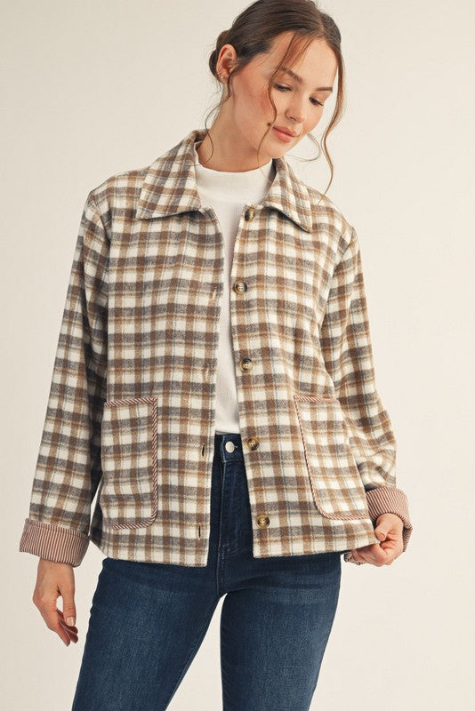 Button Down Plaid Jacket