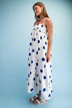 PREORDER: Navy Polka Dot Maxi Dress