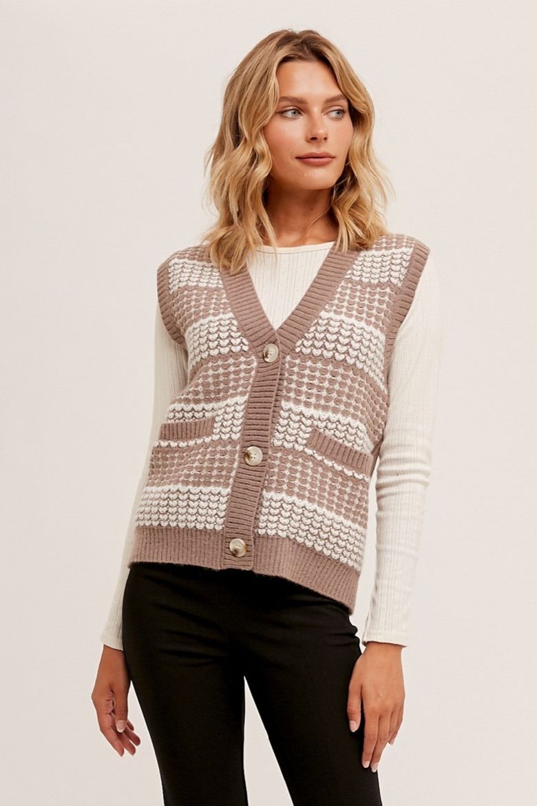 Tan Knit Sweater Vest