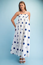 PREORDER: Navy Polka Dot Maxi Dress