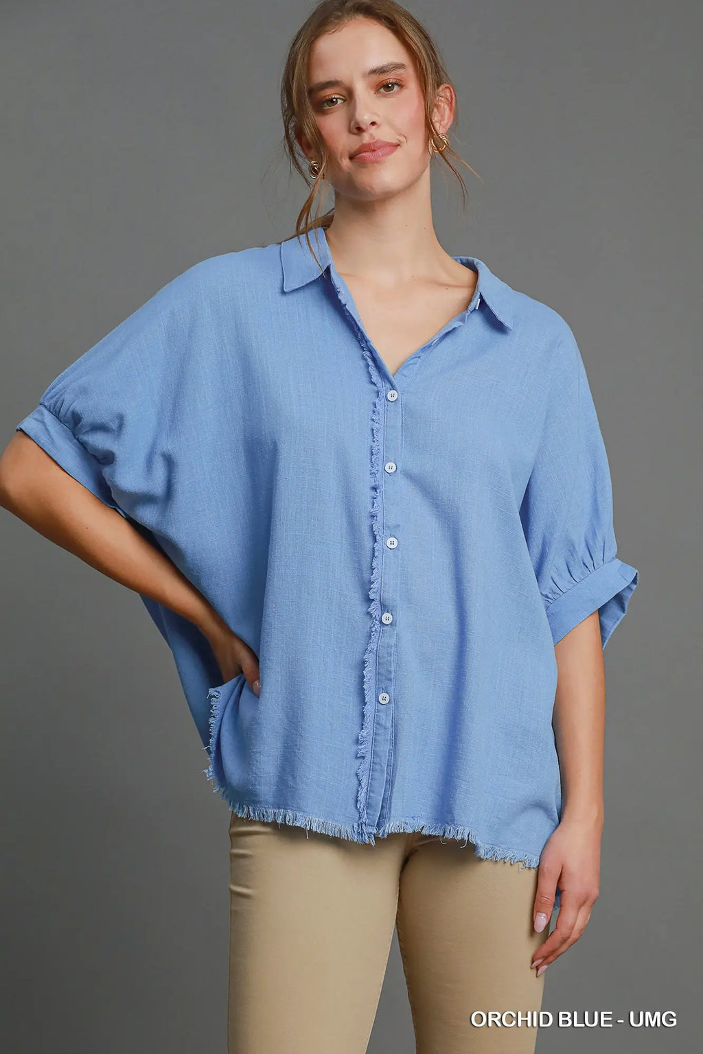 Orchid Blue Linen Button Down Shirt