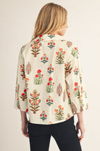 PREORDER: Offwhite Big Pearl Button Floral Top