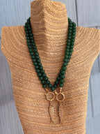 Sardine Charm Green Beaded Necklace