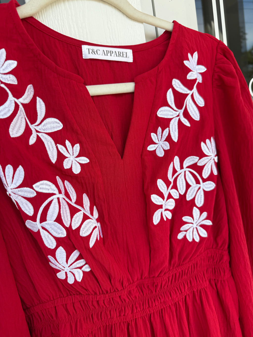 Red Maxi Embroidered Dress