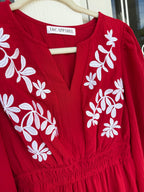 Red Maxi Embroidered Dress