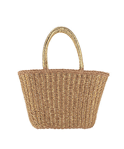 Metallic Straw Shopper Tote
