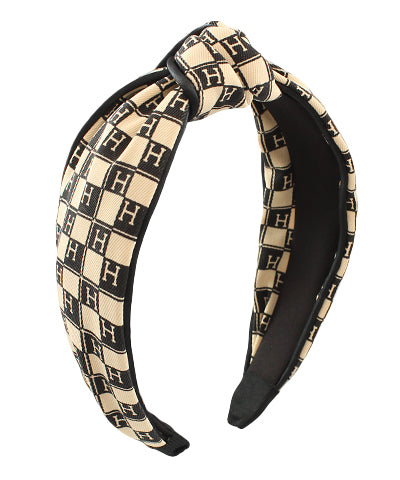 Cream & Black H Headband