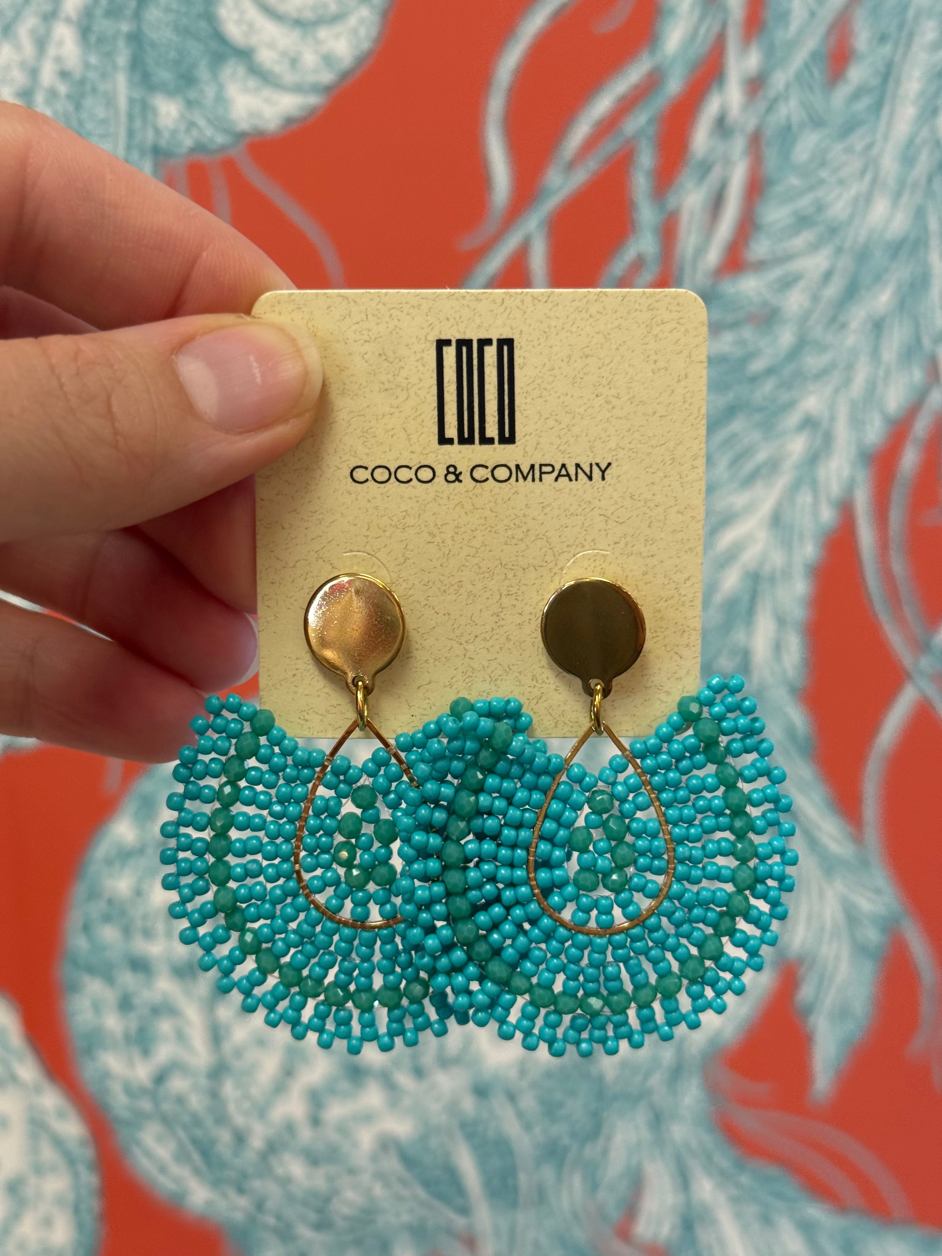 Aqua & Gold Beaded Earrings