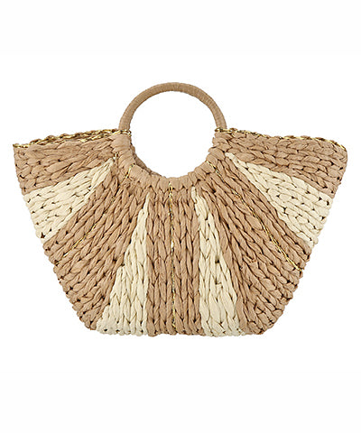 Sunburst Lined Straw Tote