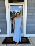 Ocean Blue Textured Maxi Dress